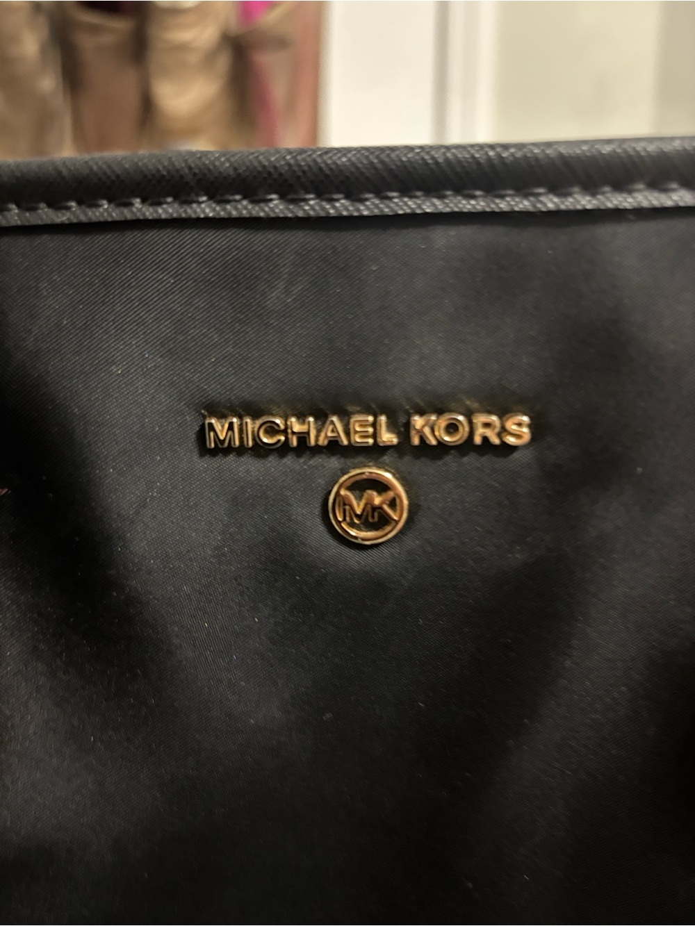 Michael Kors Black Shoulder Bag with Gold Logo